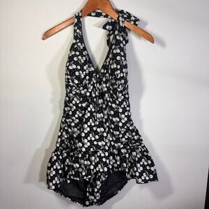 Torrid Retro Chic Cherry Halter Swimsuit Skirted Pinup Rockabilly L XL